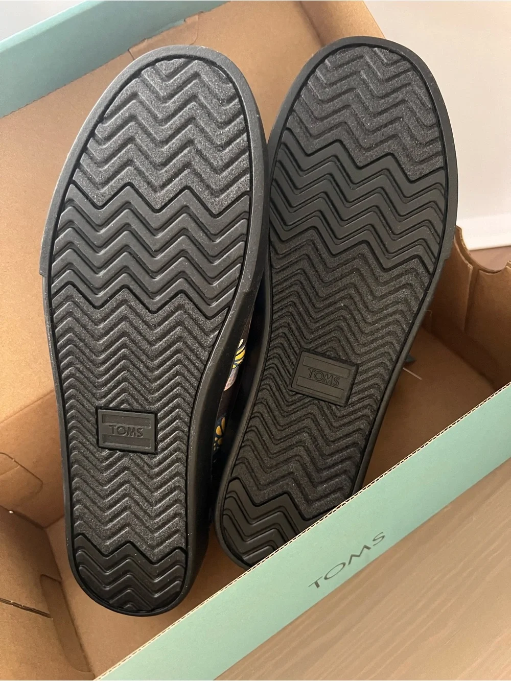 TOMS Alpargata Cupsole Glow in the Dark Black Butterfly Ortholite Flats sz 6